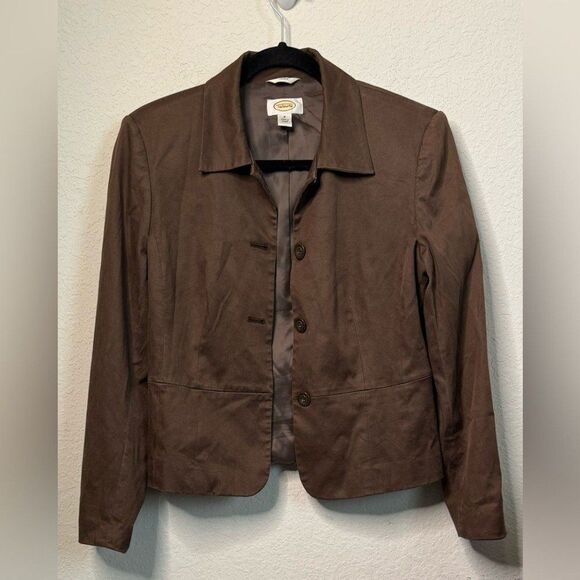 TALBOTS Silk Spandex Brown Size 6 Women's long sleeve Blazer - Picture 1 of 4